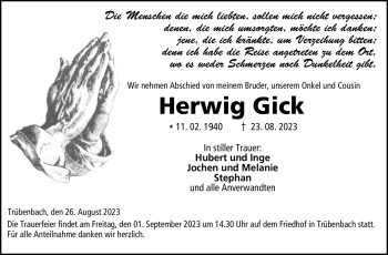 Traueranzeige von Herwig Gick von Neue Presse Coburg