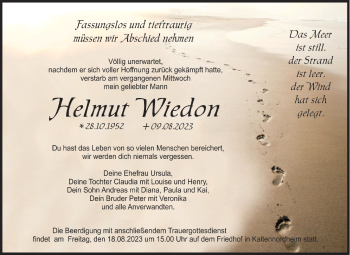 Traueranzeige von Helmut Wiedon von Südthüringer Presse