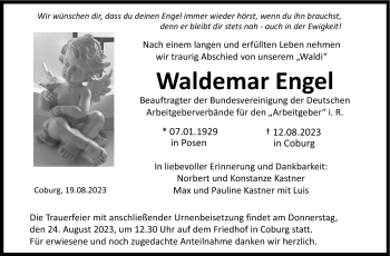 Traueranzeige von Waldemar Engel von Neue Presse Coburg