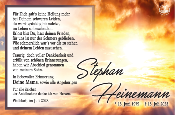 Traueranzeige von Stephan Heinemann von Südthüringer Presse