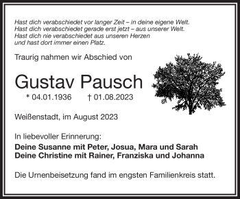 Traueranzeige von Gustav Pausch von Frankenpost