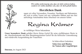 Traueranzeige von Regina Krämer von Südthüringer Presse
