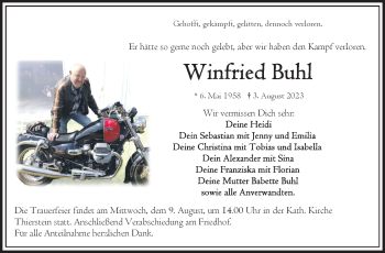 Traueranzeige von Winfried Buhl von Frankenpost