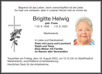 Traueranzeige von Brigitte Helwig von Frankenpost