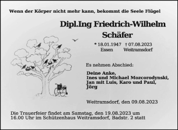 Traueranzeige von Friedrich Wilhelm Schäfer von Neue Presse Coburg