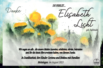 Traueranzeige von Elisabeth Licht von Südthüringer Presse
