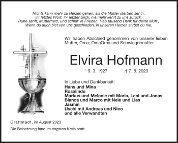 Traueranzeige von Elvira Hofmann von Neue Presse Coburg