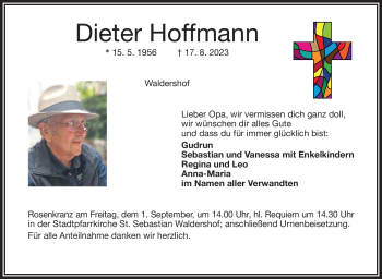 Traueranzeige von Dieter Hoffmann von Frankenpost
