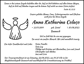 Traueranzeige von Anna Katharina Calaco von Neue Presse Coburg