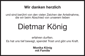 Traueranzeige von Dietmar König von Neue Presse Coburg