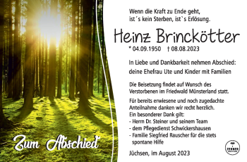 Traueranzeige von Heinz Brinkötter von Südthüringer Presse