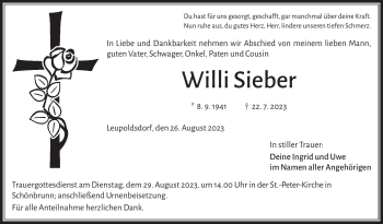 Traueranzeige von Willi Sieber von Frankenpost