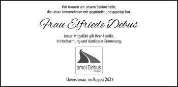 Traueranzeige von Elfriede Debus von Neue Presse Coburg