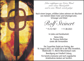 Traueranzeige von Rolf Steinert von Neue Presse Coburg
