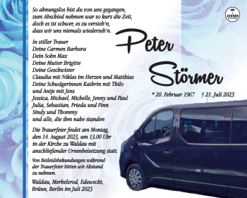 Traueranzeige von Peter Störmer von Südthüringer Presse