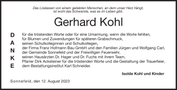 Traueranzeige von Gerhard Kohl von Neue Presse Coburg