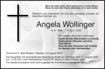 Traueranzeige von Angela Wollinger von Neue Presse Coburg