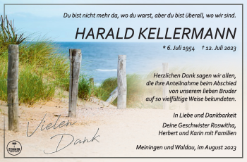 Traueranzeige von Harald Kellermann von Südthüringer Presse