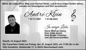 Traueranzeige von André Klein von Neue Presse Coburg