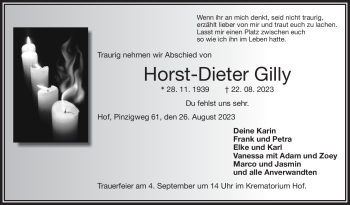 Traueranzeige von Horst-Dieter Gilly von Frankenpost