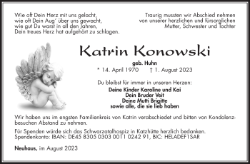 Traueranzeige von Katrin Konowski von Südthüringer Presse