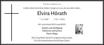 Traueranzeige von Elvira Hörath von Frankenpost