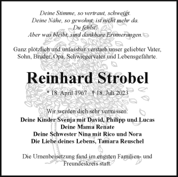 Traueranzeige von Reinhard Strobel von Frankenpost