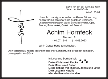 Traueranzeige von Achim Hornfeck von Frankenpost