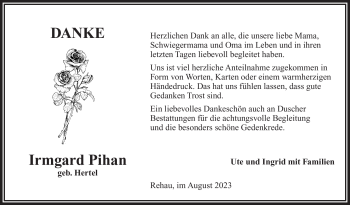 Traueranzeige von Irmgard Pihan von Frankenpost