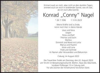 Traueranzeige von Konrad Nagel von Neue Presse Coburg