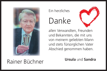 Traueranzeige von Rainer Büchner von Neue Presse Coburg