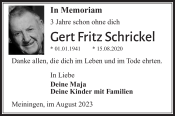 Traueranzeige von Gert Fritz Schrickel von Südthüringer Presse