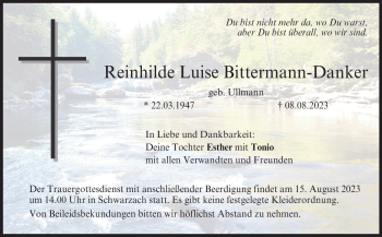 Traueranzeige von Reinhilde Luise Bittermann-Danker von Frankenpost