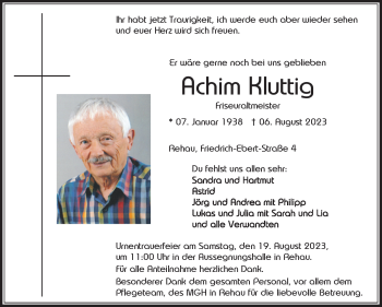 Traueranzeige von Achim Kluttig von Frankenpost