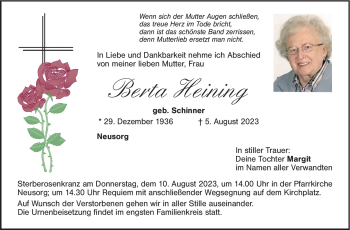 Traueranzeige von Berta Heining von Frankenpost