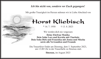 Traueranzeige von Horst Kliebisch von Südthüringer Presse