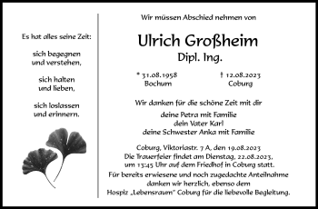 Traueranzeige von Hans Ulrich Großheim von Neue Presse Coburg