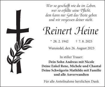Traueranzeige von Reinert Heine von Frankenpost