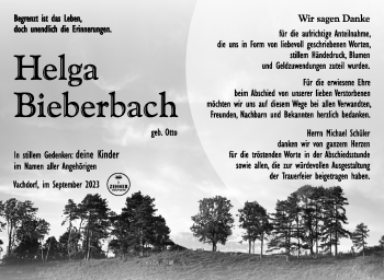 Traueranzeige von Helga Bieberbach von Südthüringer Presse