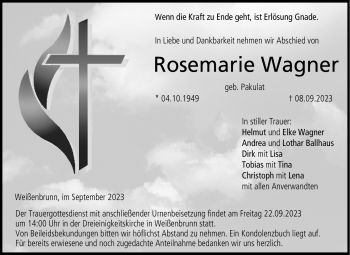 Traueranzeige von Rosemarie Wagner von Neue Presse Coburg