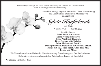 Traueranzeige von Sylvia Konfederak von Südthüringer Presse