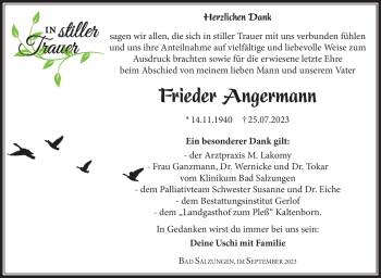Traueranzeige von Frieder Angermann von Südthüringer Presse