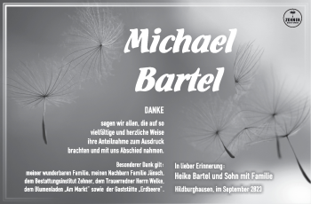 Traueranzeige von Michael Bartel von Südthüringer Presse