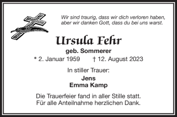 Traueranzeige von Ursula Fehr von Frankenpost