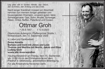 Traueranzeige von Ottmar Groh von Frankenpost