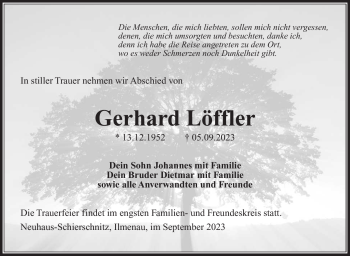 Traueranzeige von Gerhard Löffler von Südthüringer Presse