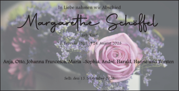 Traueranzeige von Margarethe Schöffel von Frankenpost