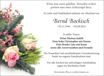 Traueranzeige von Bernd Bockisch von Südthüringer Presse