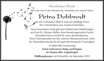 Traueranzeige von Petra Dobbrodt von Südthüringer Presse