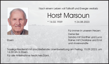 Traueranzeige von Horst Marsoun von Neue Presse Coburg